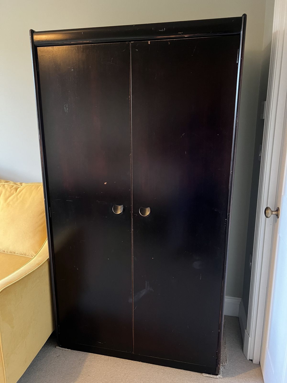 White & Newton Mid Century Wardrobe | Black Exterior, Teak Interior | Authentic Label