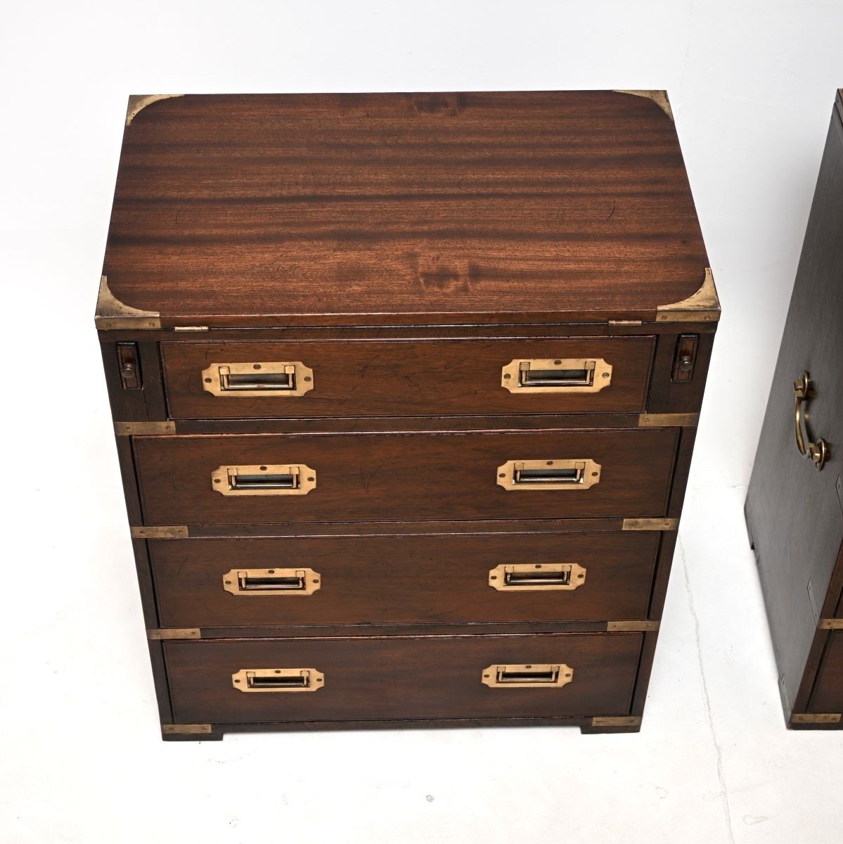 Pair Of Antique Mahogany Military Campaign Bachelor Chest Of Drawers photo buy