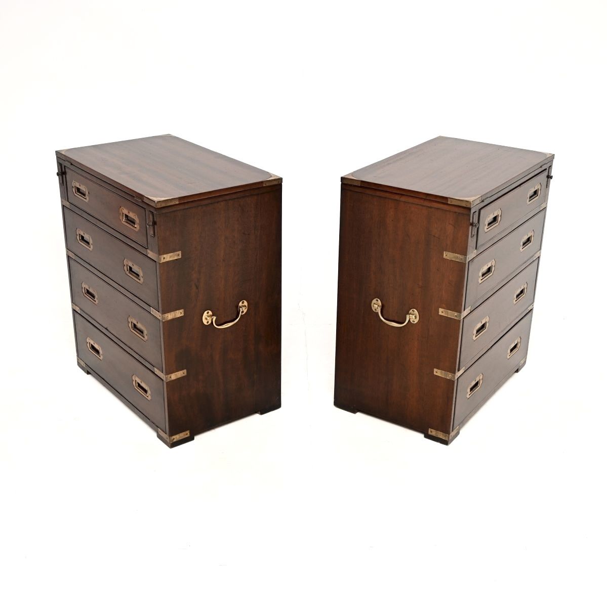 Furniture Pair Of Antique Mahogany Military Campaign Bachelor Chest Of Drawers photo