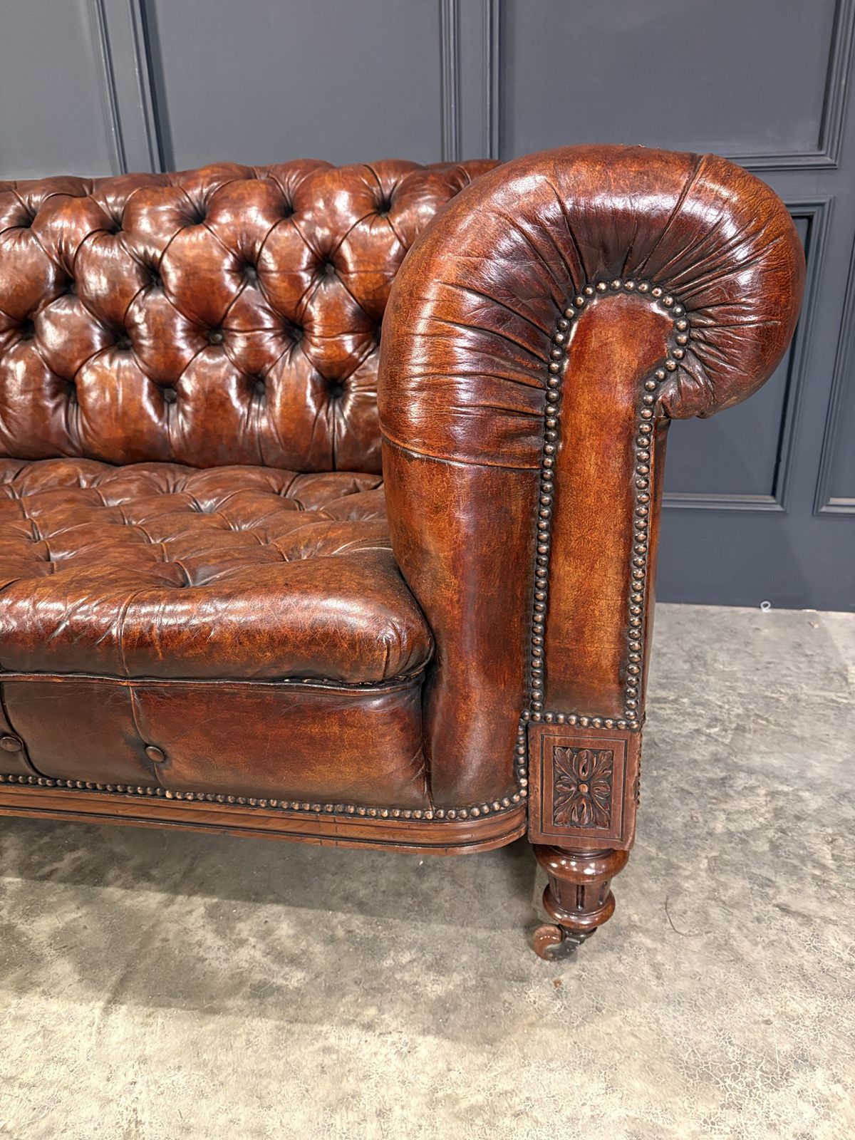 Victorian Hand Dyed Leather Chesterfield Sofa photo Furniture