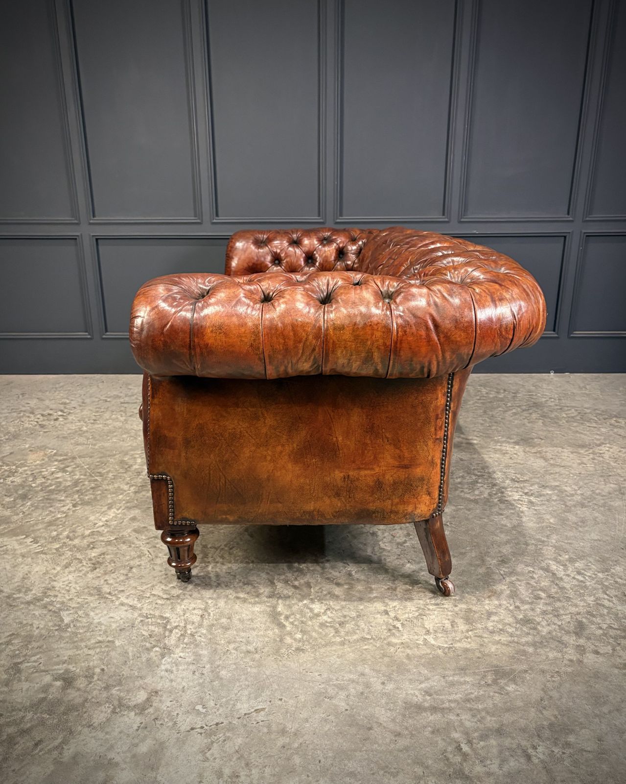 photo for sale Victorian Hand Dyed Leather Chesterfield Sofa