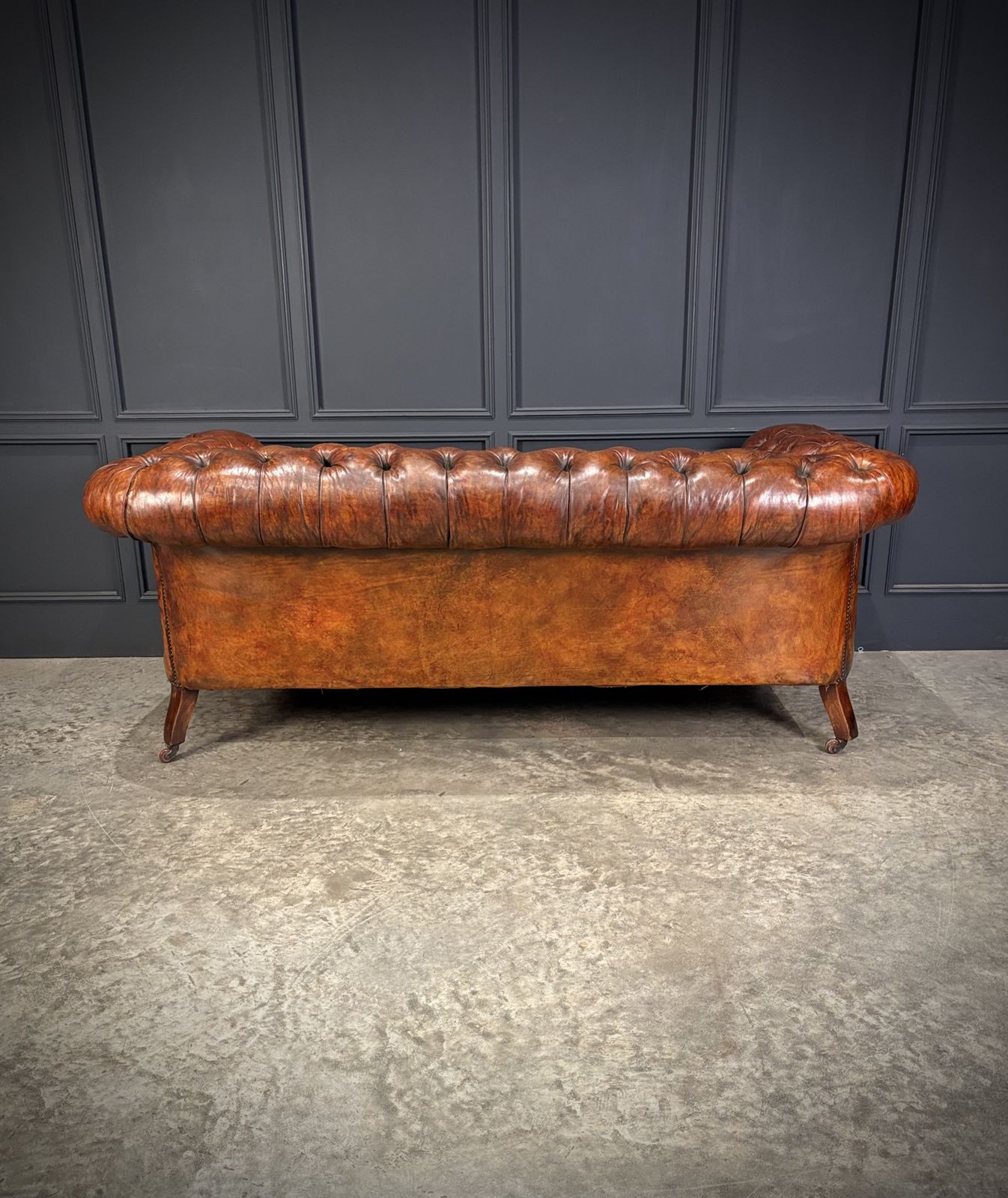 Furniture Victorian Hand Dyed Leather Chesterfield Sofa photo