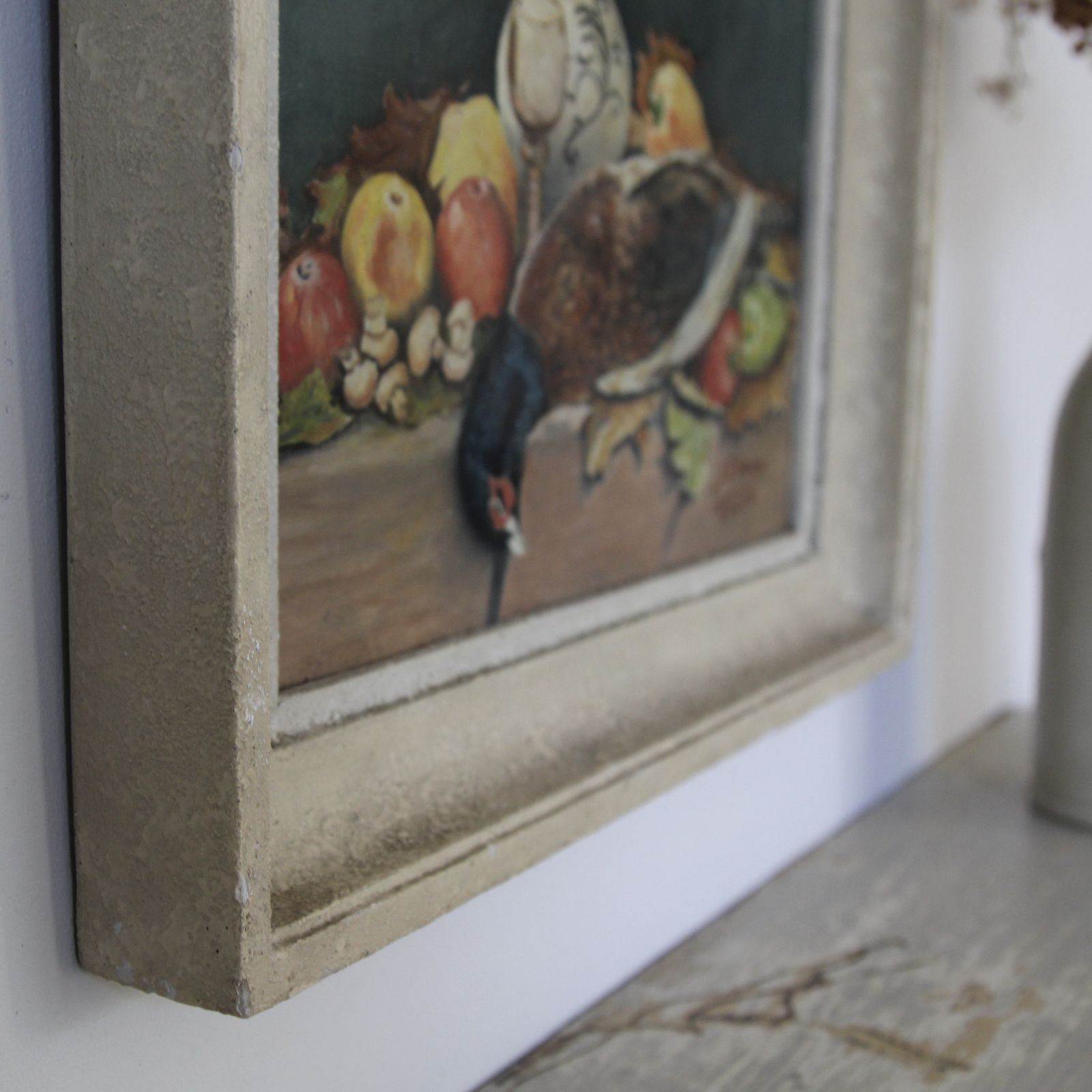 Antique French Mid Century Still Life, Oil On Board Dated 1952 photo buy