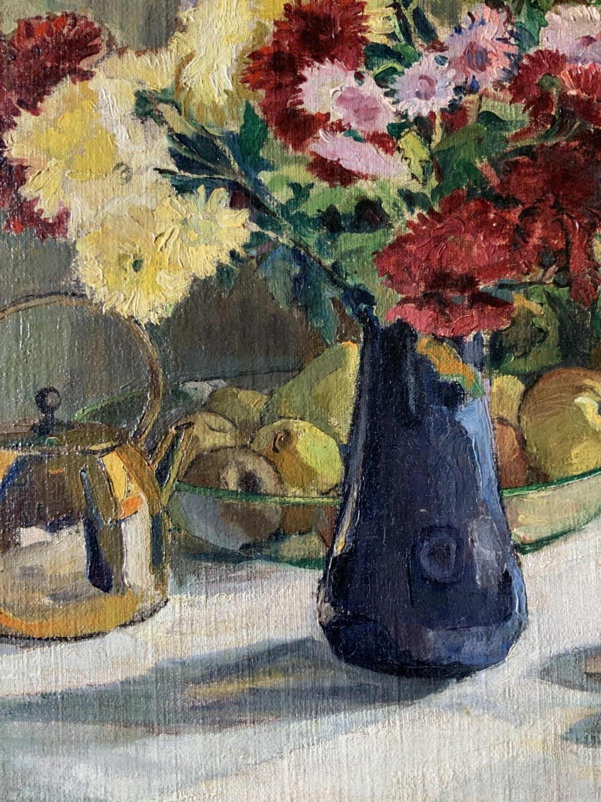 Fine Art Deco Still Life Impressionist Oil Painting C. 1931 Signed Original photo vintage