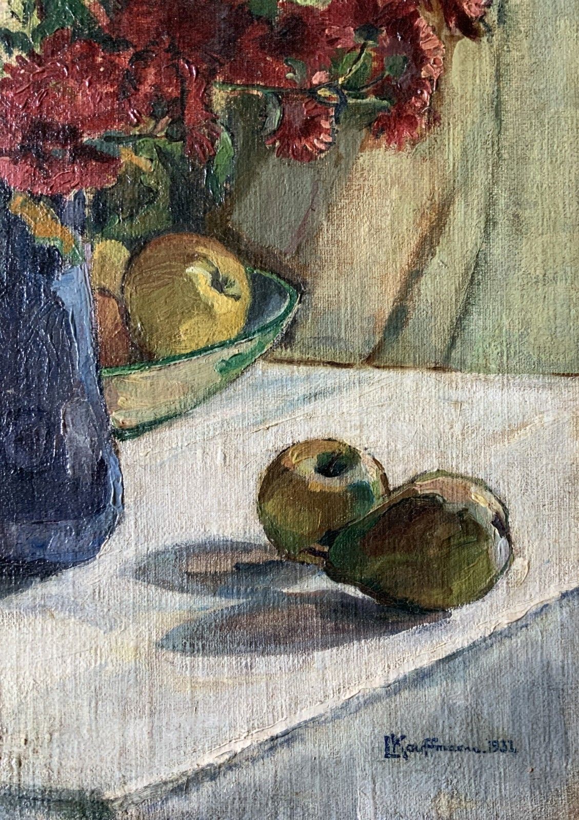 photo furniture Fine Art Deco Still Life Impressionist Oil Painting C. 1931 Signed Original
