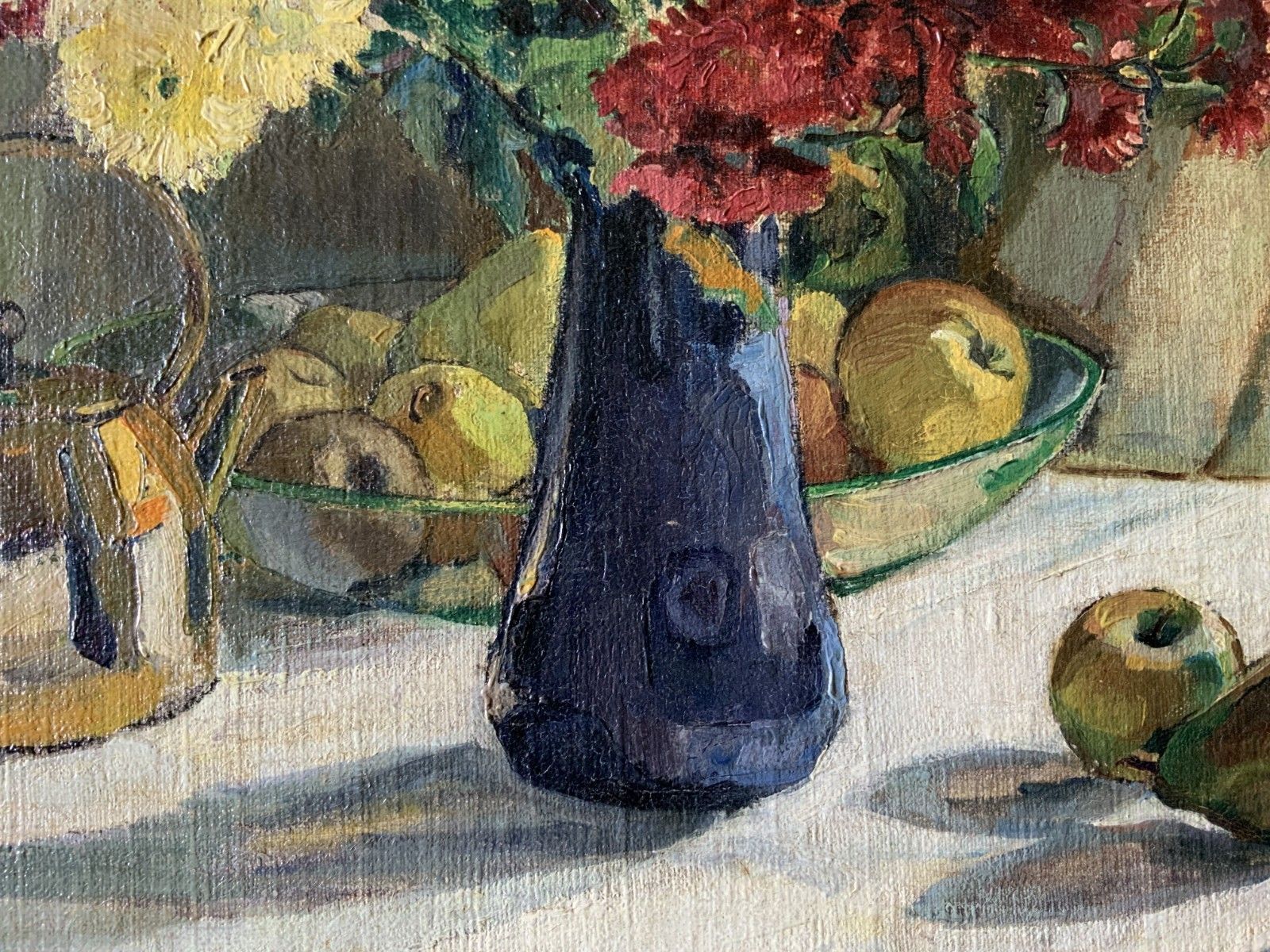 photo vinterior Fine Art Deco Still Life Impressionist Oil Painting C. 1931 Signed Original