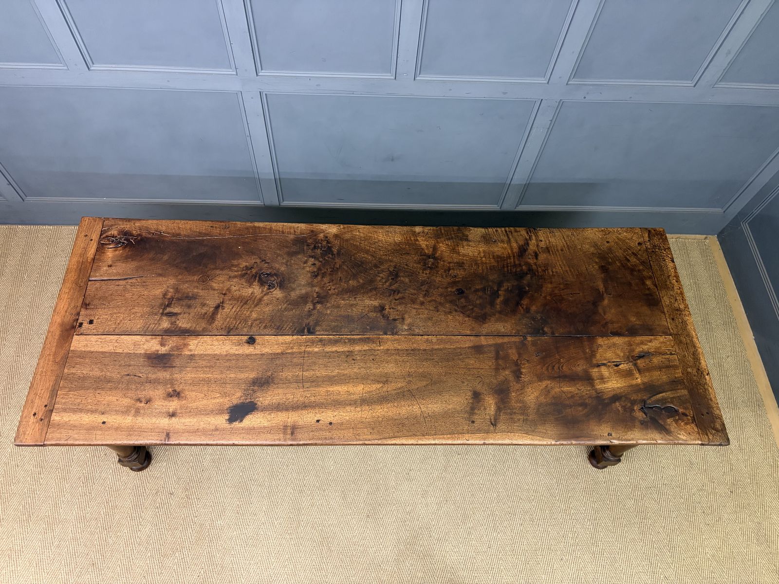 Large Early 19th Century Walnut Refectory Farmhouse Table photo vintage