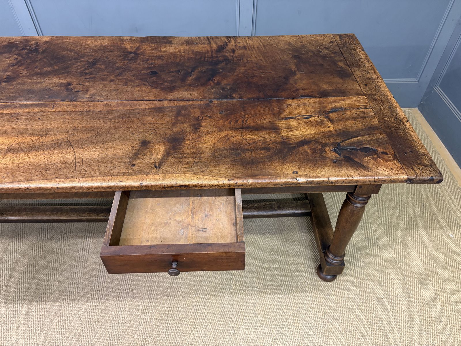 Furniture Large Early 19th Century Walnut Refectory Farmhouse Table photo