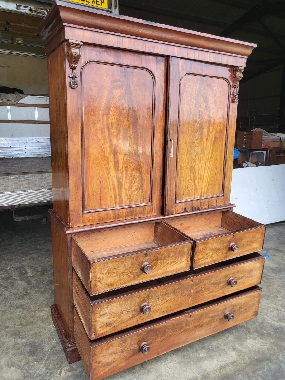 Furniture Antique Victorian Linen Press Chest Of Drawers Wardrobe photo