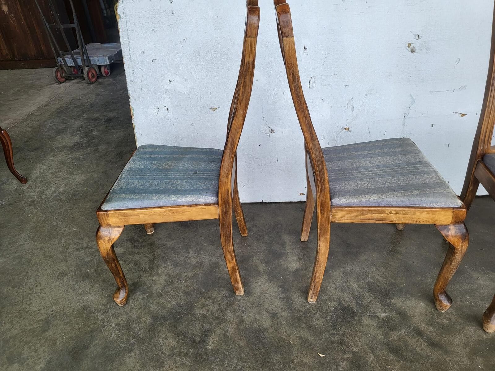 Six Antique Repro High Back Dining Chairs Cabriole Legs Carvers photo Furniture