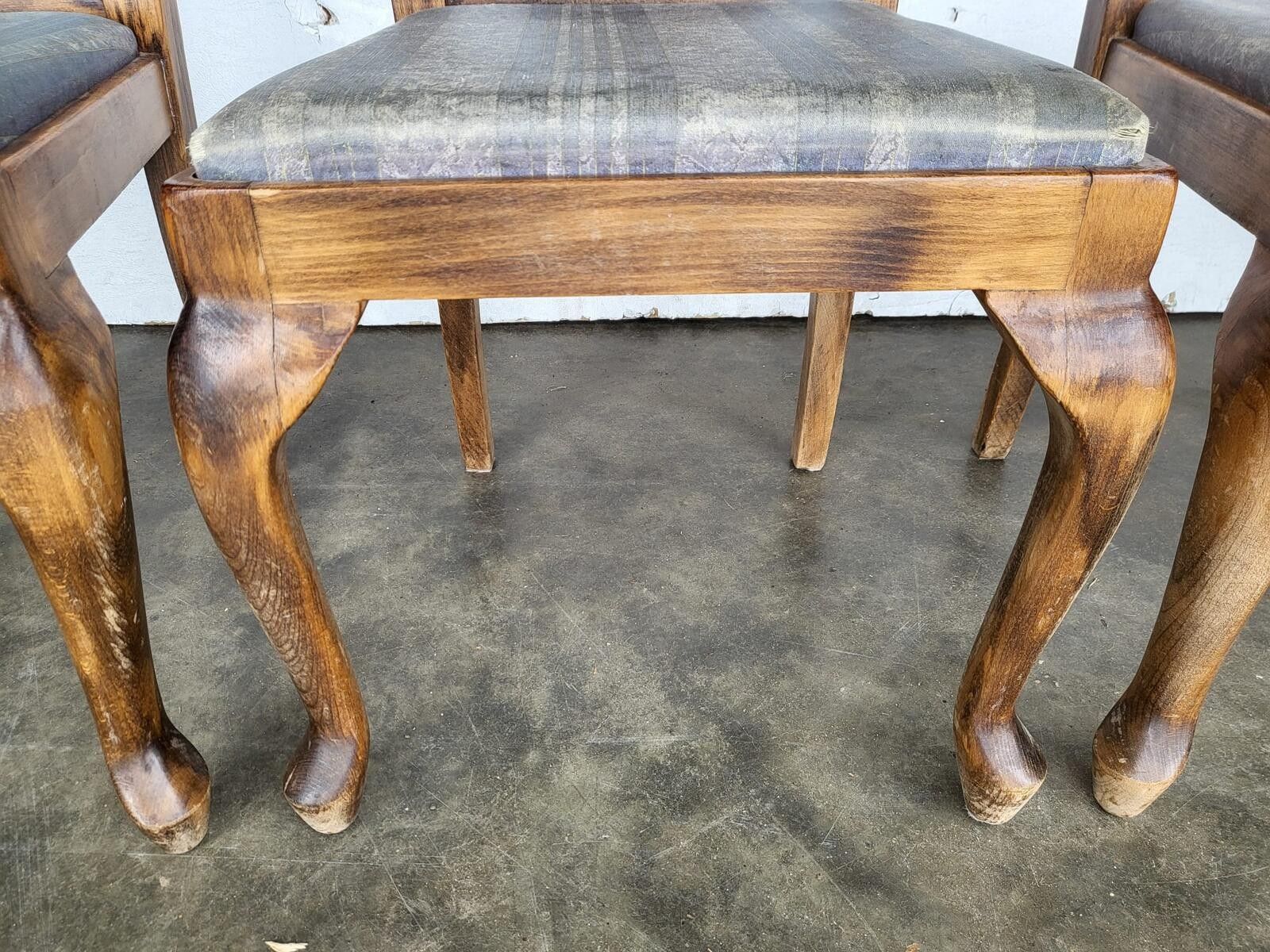 Six Antique Repro High Back Dining Chairs Cabriole Legs Carvers photo buy
