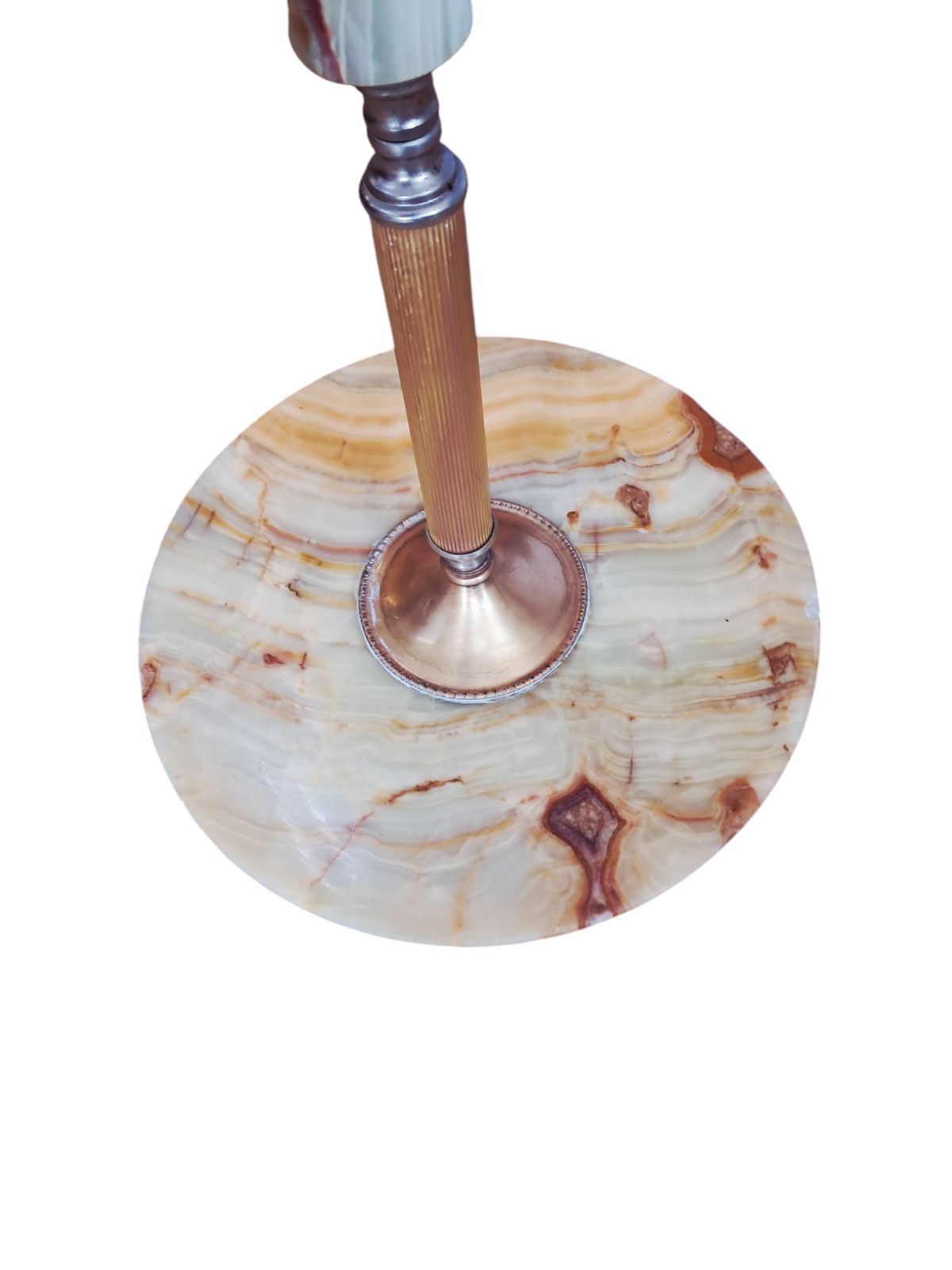 Vintage Floor Lamp Onyx Brass Stand Antique Light Art Deco + Lampshade 1930 photo buy