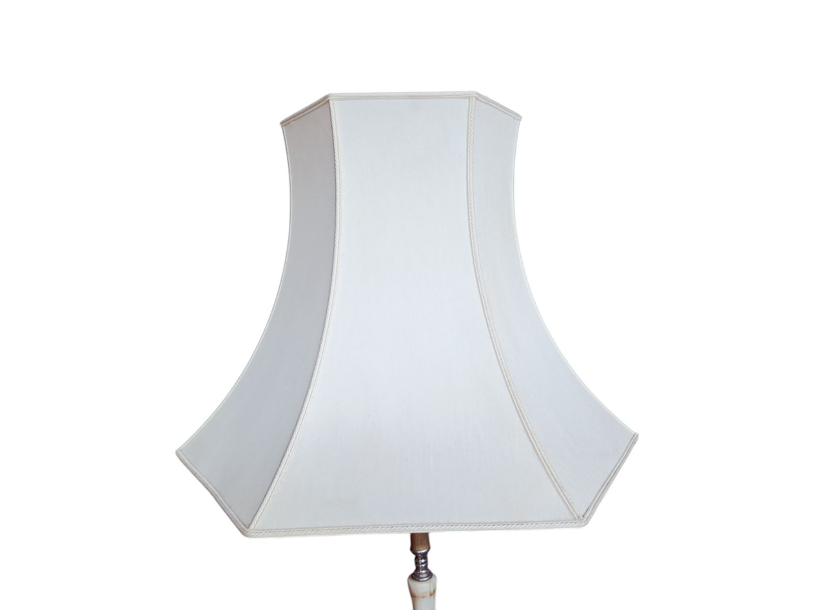 Vintage Floor Lamp Onyx Brass Stand Antique Light Art Deco + Lampshade 1930 photo vintage