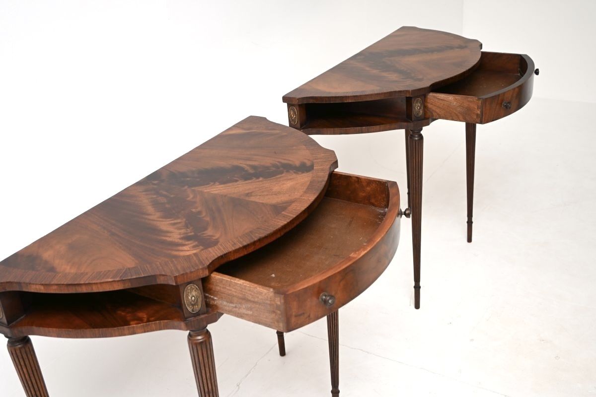 photo for sale Pair Of Antique Mahogany Regency Style Console Tables