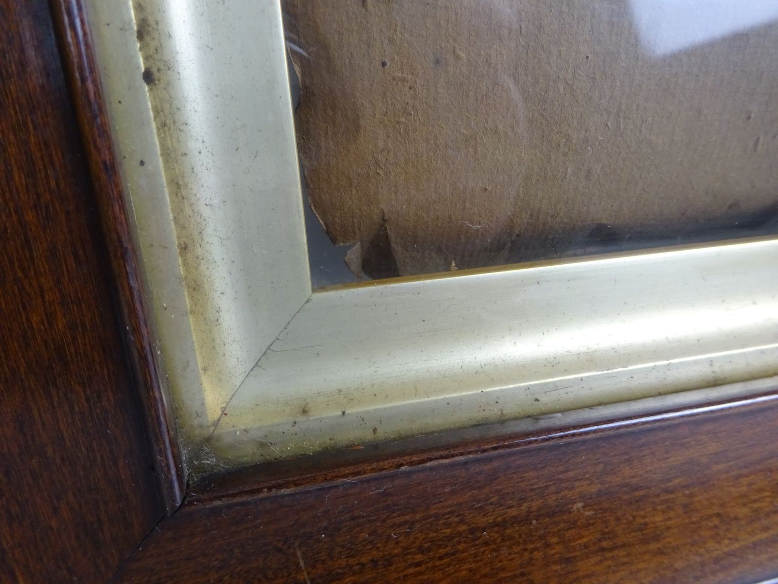 Reclaimed Victorian Carved Oak Picture Frame, With Glass & Gold Matting photo furniture