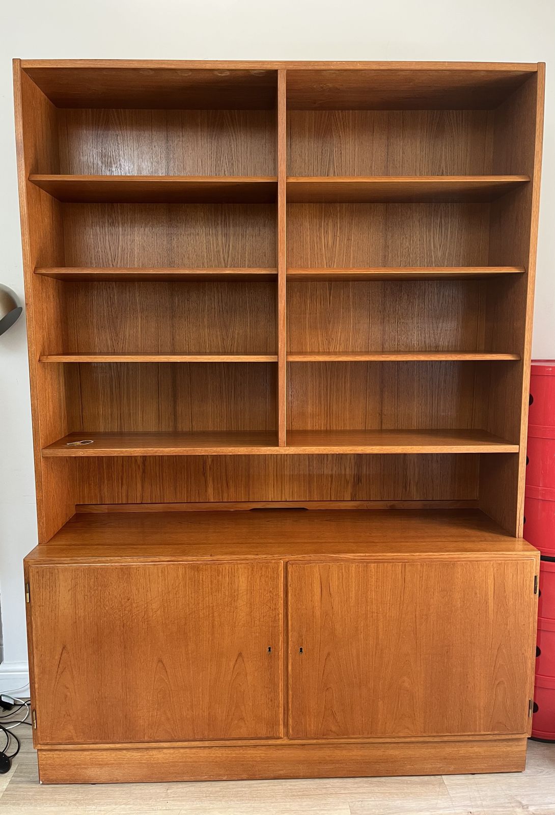 Teak Mid Century Modular Poul Hundevad Teak Bookcase Cabinet Wall Unit photo 980.0