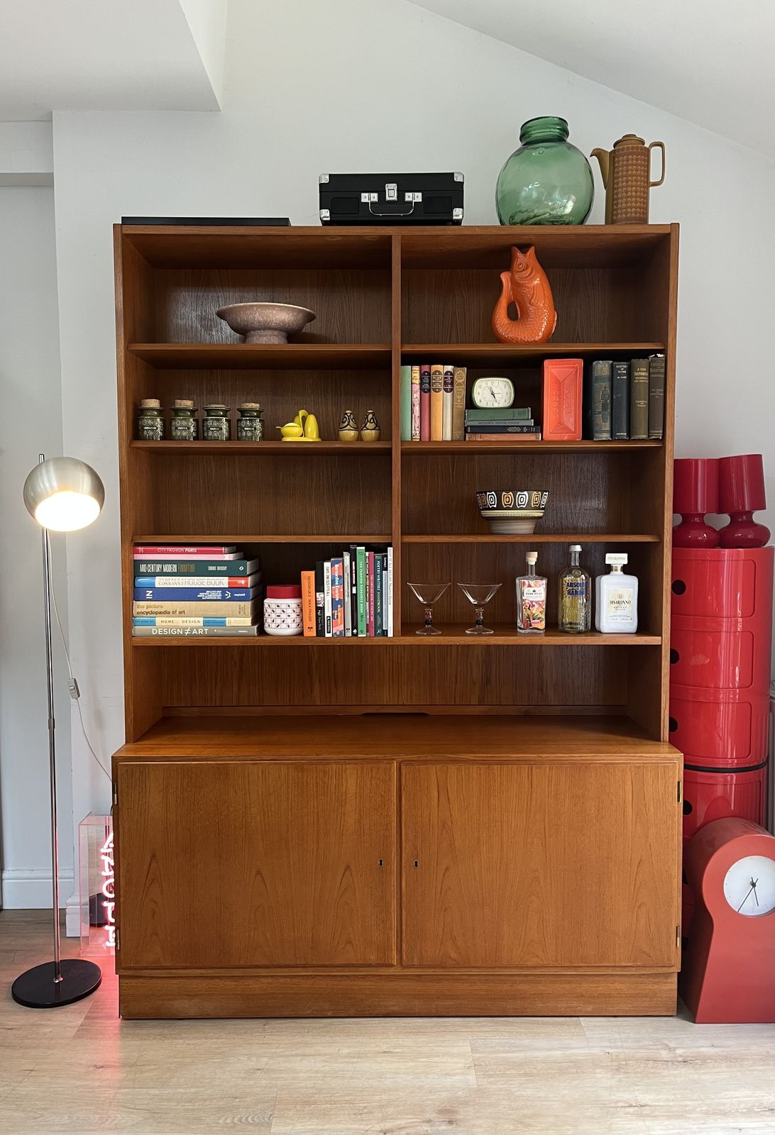 Teak Mid Century Modular Poul Hundevad Teak Bookcase Cabinet Wall Unit photo vinterior