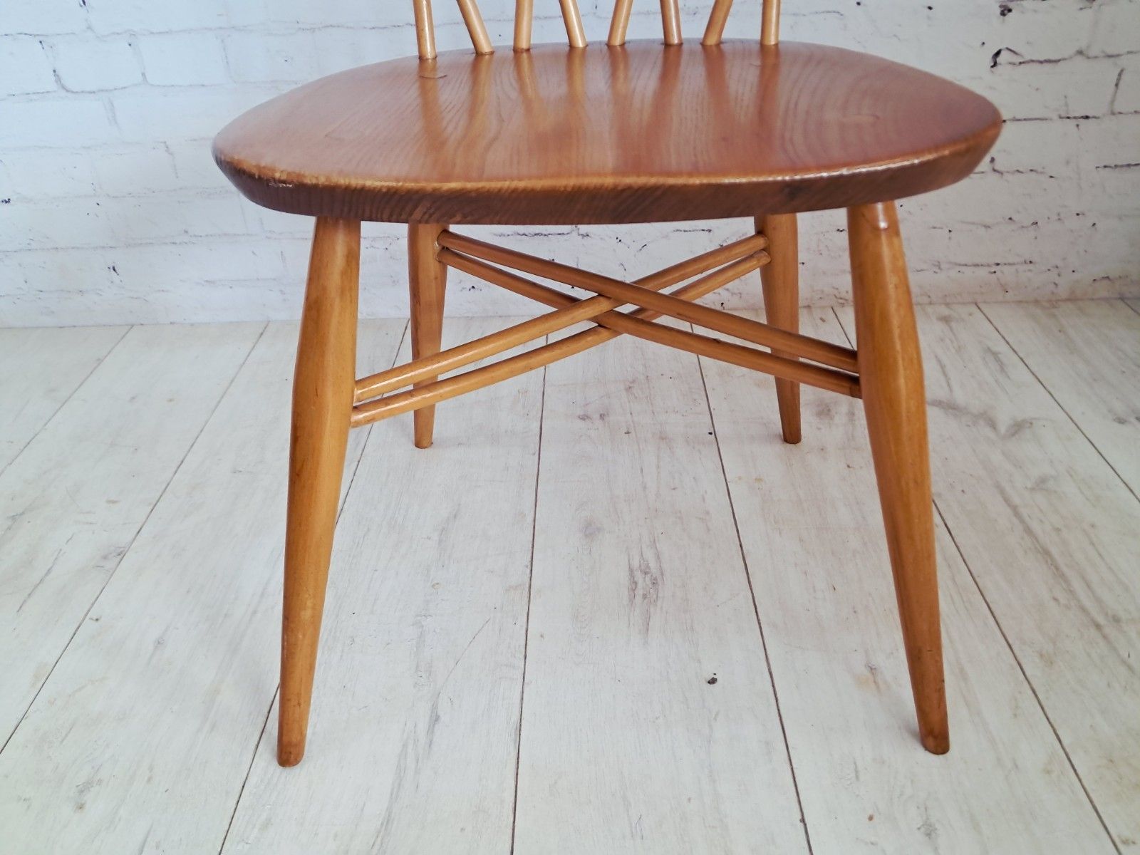 Furniture Pair Vintage Ercol Candlestick Dining Chairs Model 376 Mid Century Elm Beech 196 photo