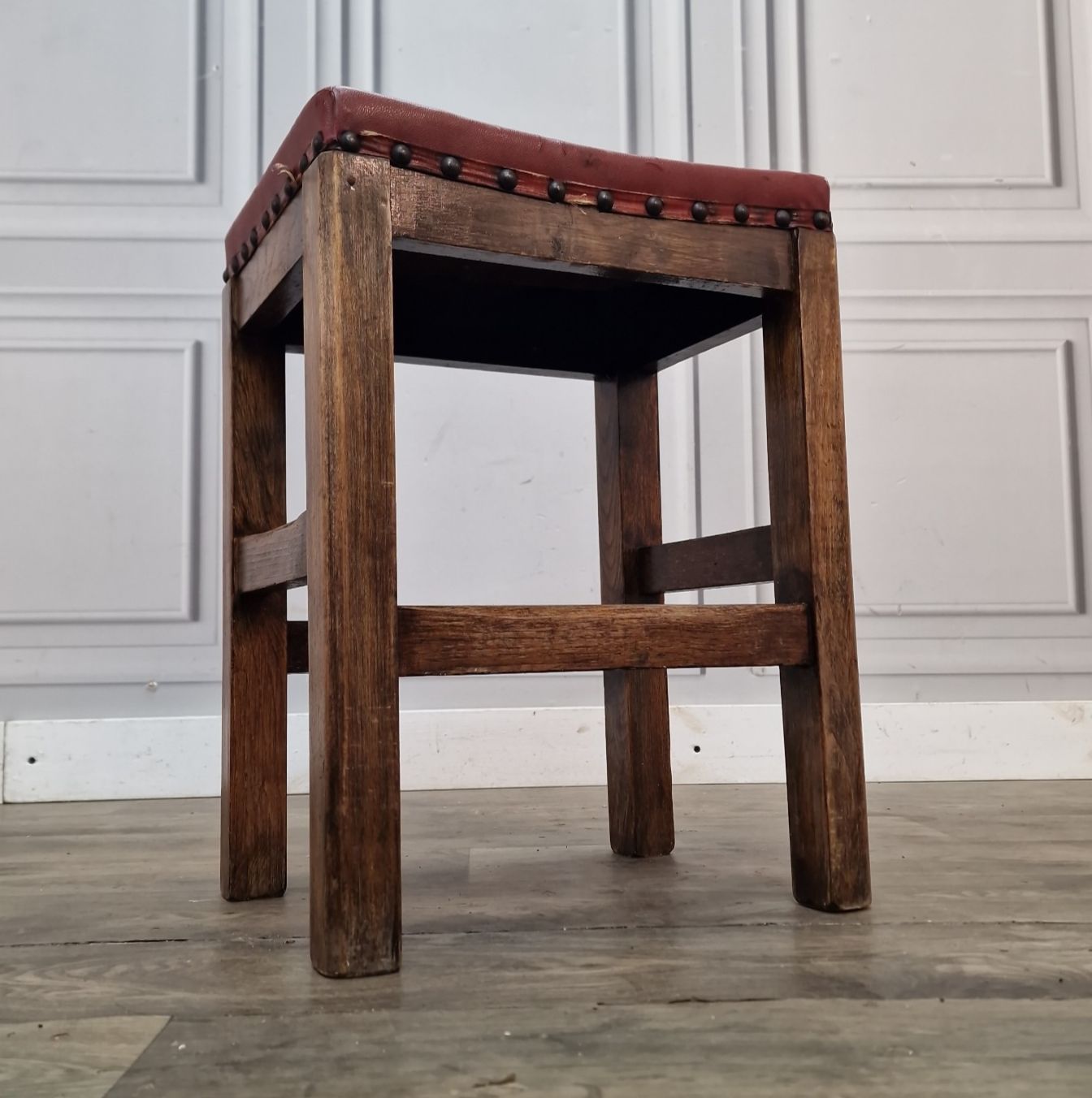 Vintage Rustic Country Stool Kitchen Seat Piano Pub Music Retro Solid Wood photo for sale