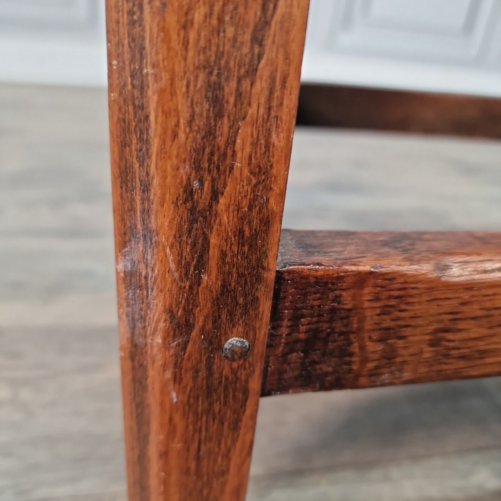 photo for sale Vintage Rustic Country Stool Kitchen Seat Piano Pub Retro Solid Wooden Oak