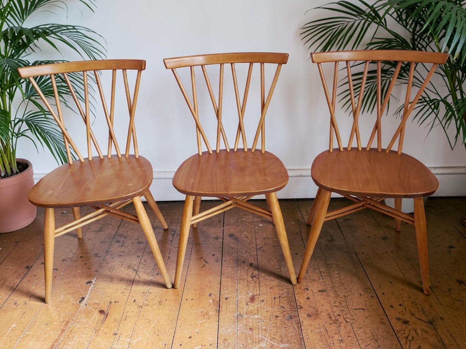Vintage Ercol Candlestick Chairs X 3 Mid Century Dining Chairs 367 Elm 1960's photo Furniture