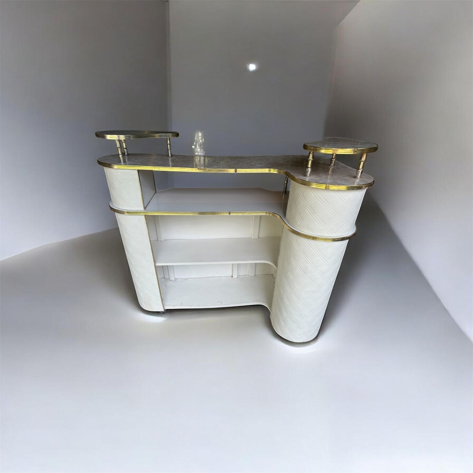 Mid Century Gold & Cream Retro Drinks Cocktail Bar 1970’s 120cm (W) X 110cm (H) X 65cm photo for sale