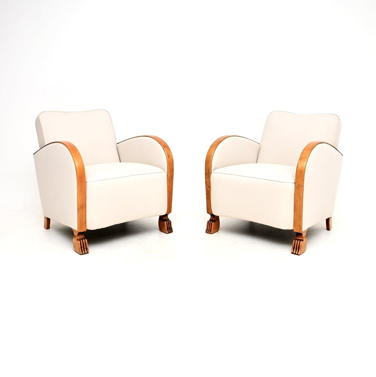 Pair Of Swedish Art Deco Armchairs In Satin Birch