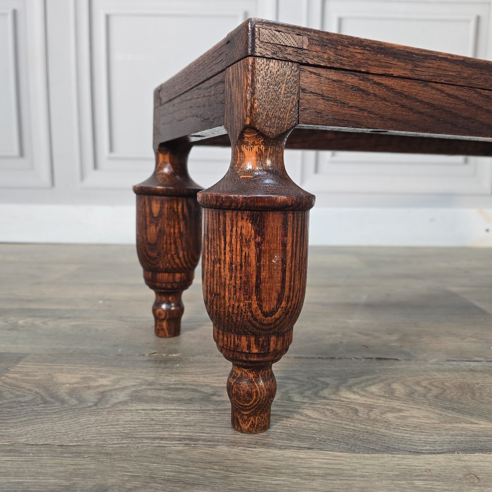 Antique Edwardian Oak Footstool Cane Fireside Fender Stool Bench Solid Wood photo Furniture