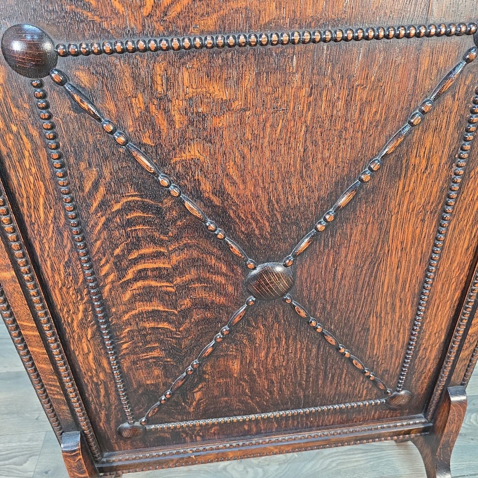 Antique Oak Fire Screen Jacobean Revival Fireside Guard Decorative Stand Wooden photo buy