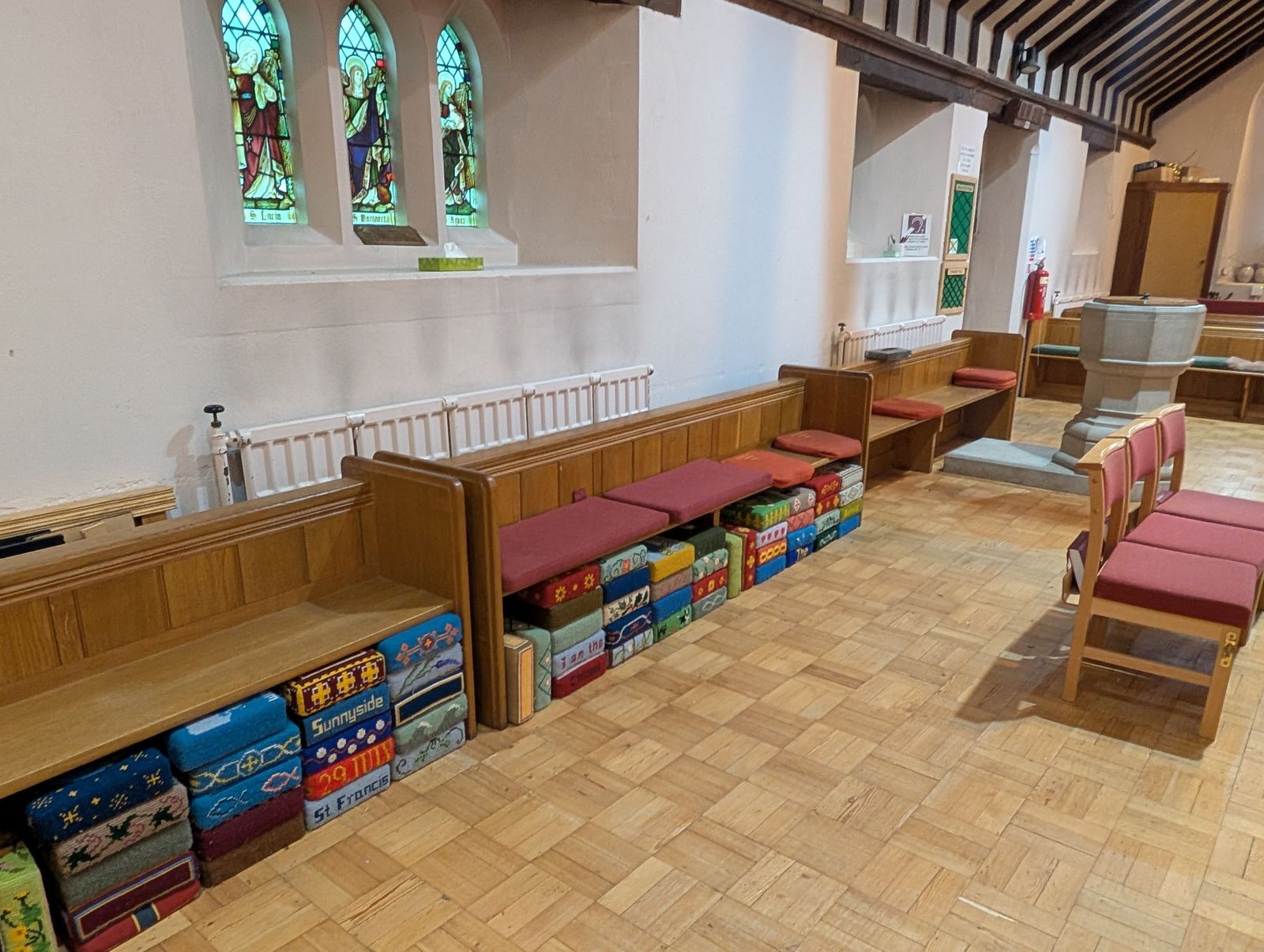 Light Oak Church Pews.  Ideal As A Bench In A Hallway Or Other Area.  Date: 1980s