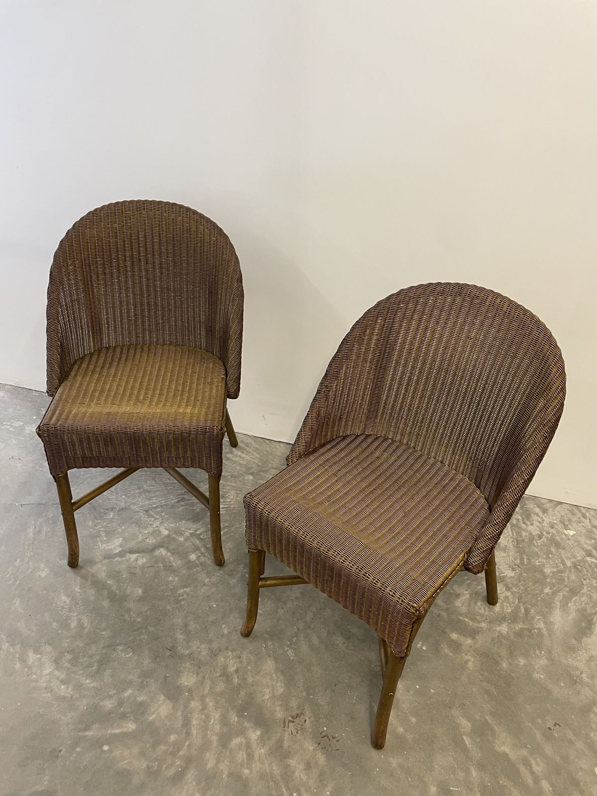 Vintage Circa 1930s Lloyd Loom “Lusty” Original Gold Painted Pair Of Occasional Dining Chairs photo furniture