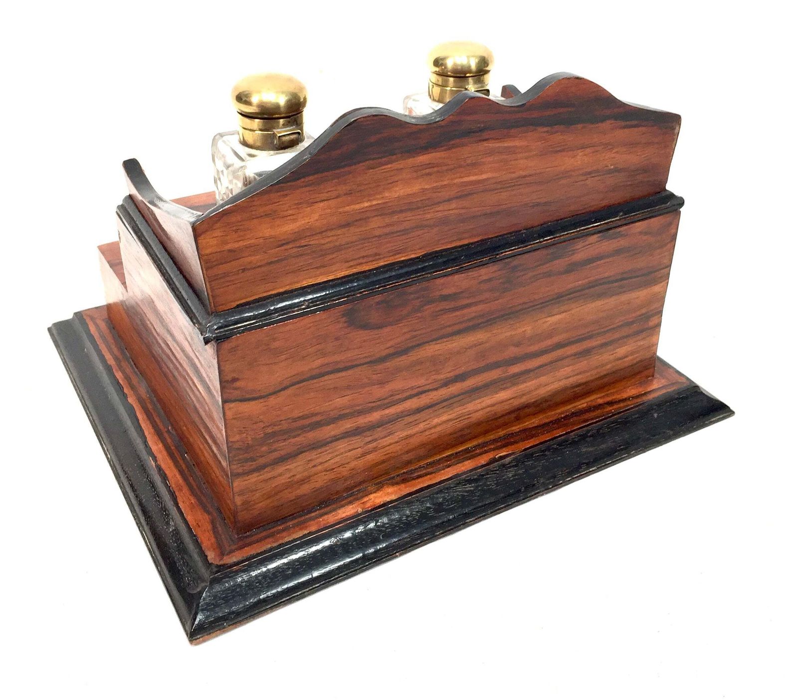 135.0 Antique Victorian Wooden Desktop Writing Inkstand / Stationery Letter Rack photo