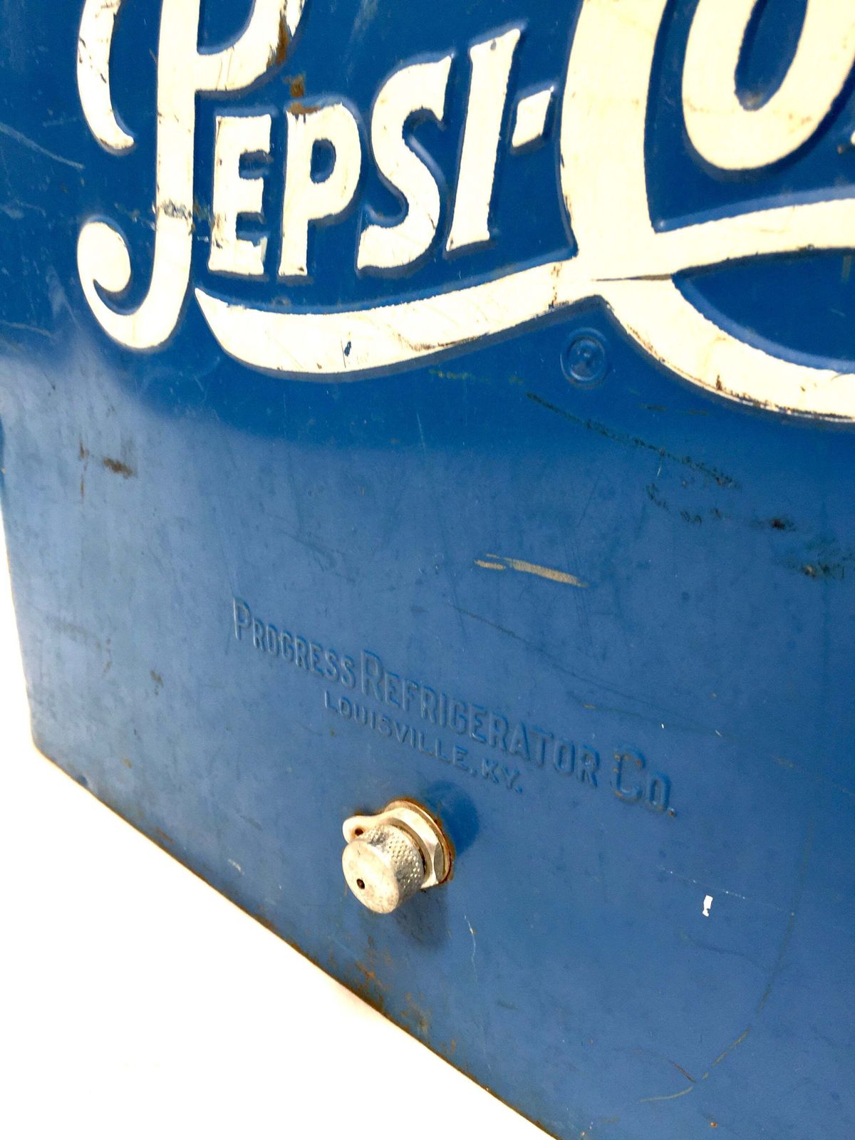 Antique Advertising   Original Blue Metal Pepsi Cola Picnic Cooler Box C.1950 photo buy
