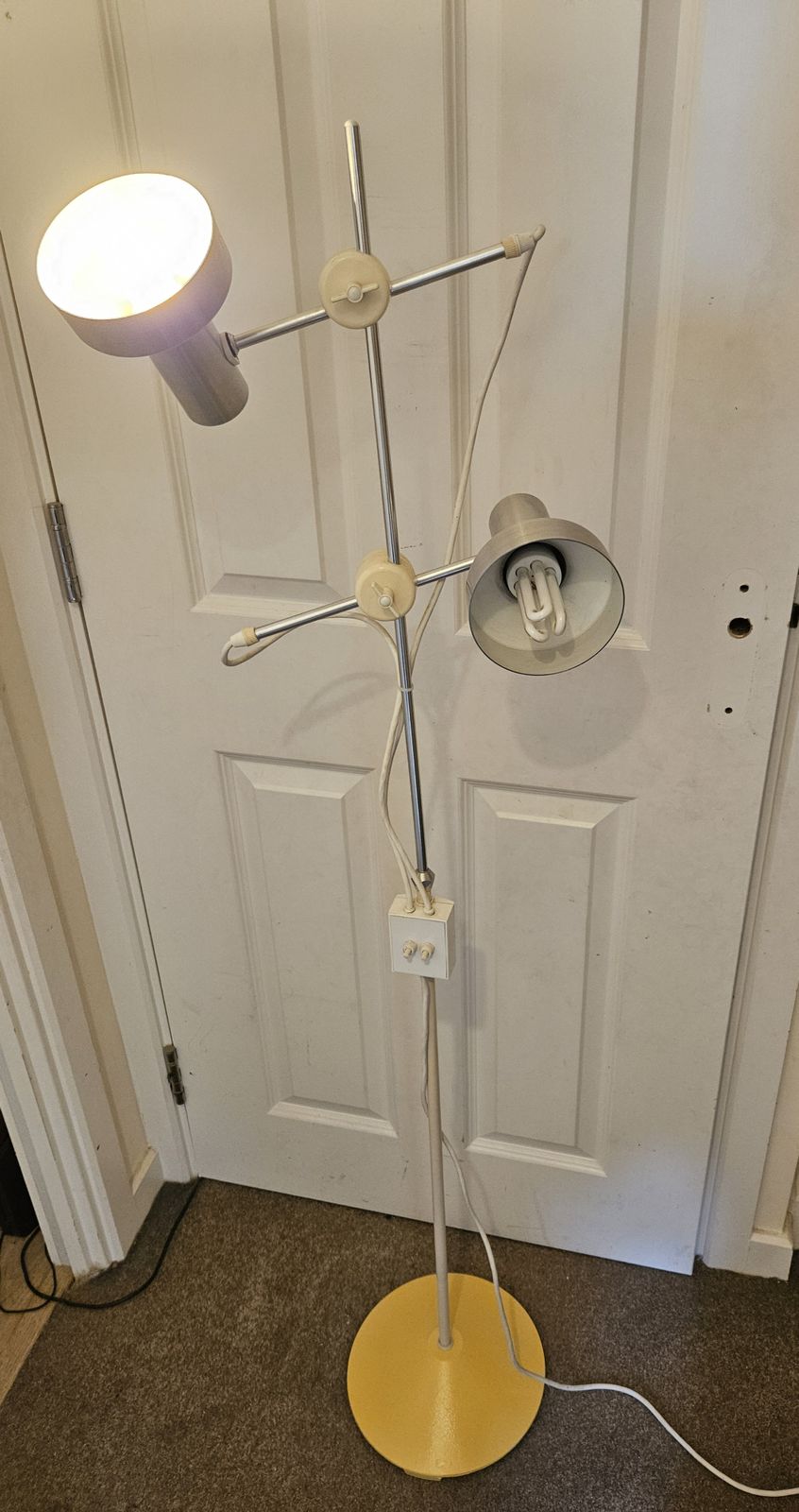 Mid Century Vintage 1970/80's Adjustable Twin Floor Spot Lamp. photo vintage