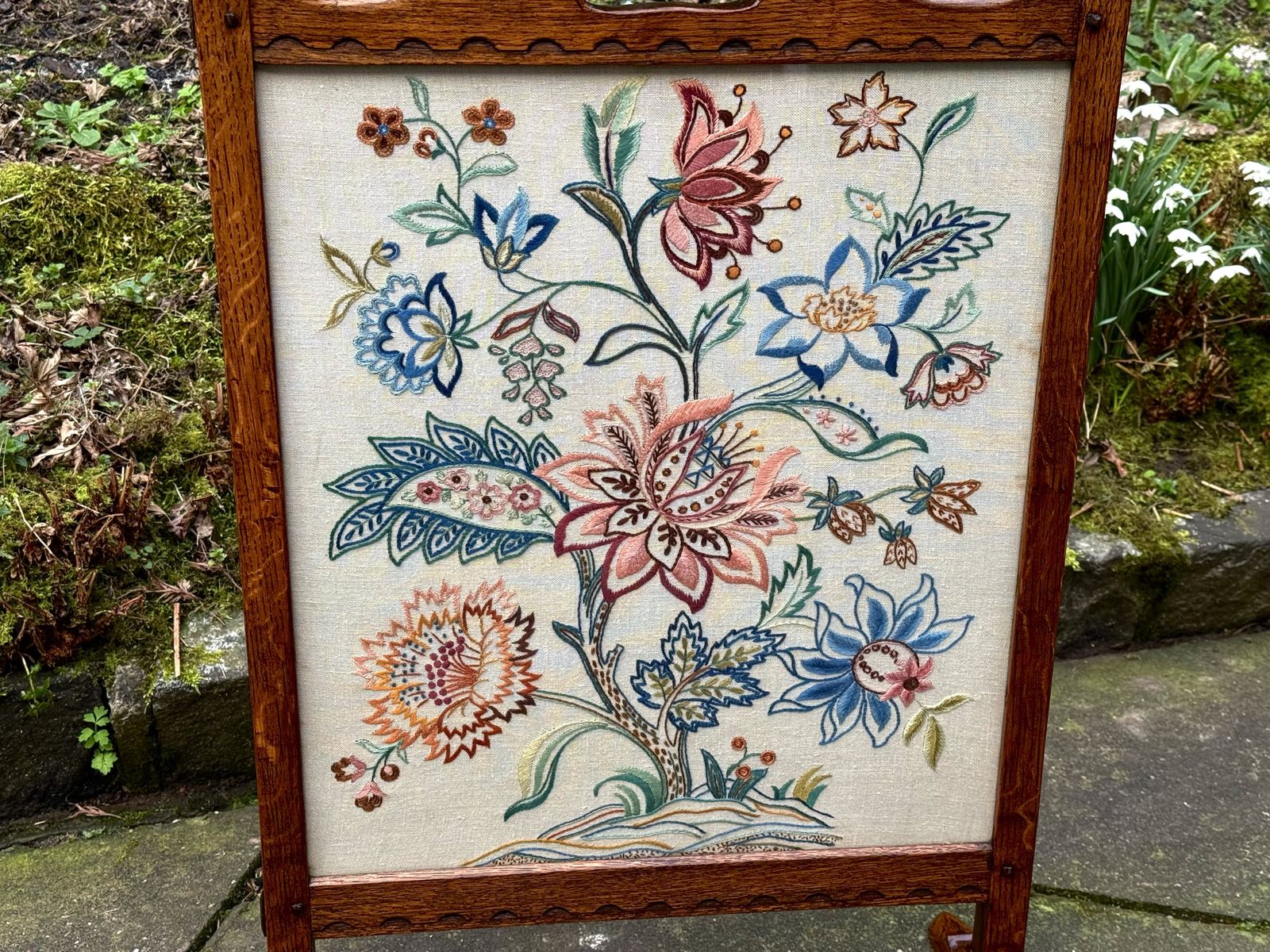 Home Decor A Rupert / Nigel Griffiths Monastic Carved Oak Fire Screen / Stand photo