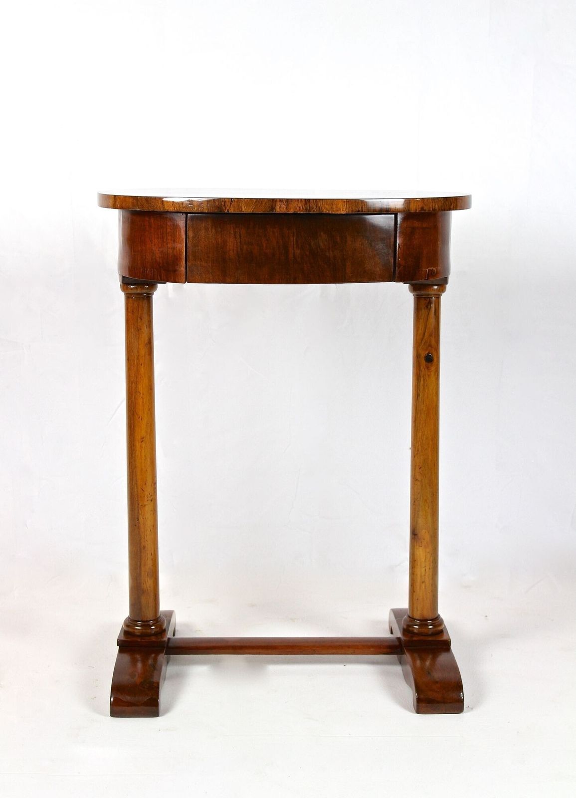 19th Century Oval Biedermeier Nutwood Side Table, Austria Circa 1830 photo 2200.0