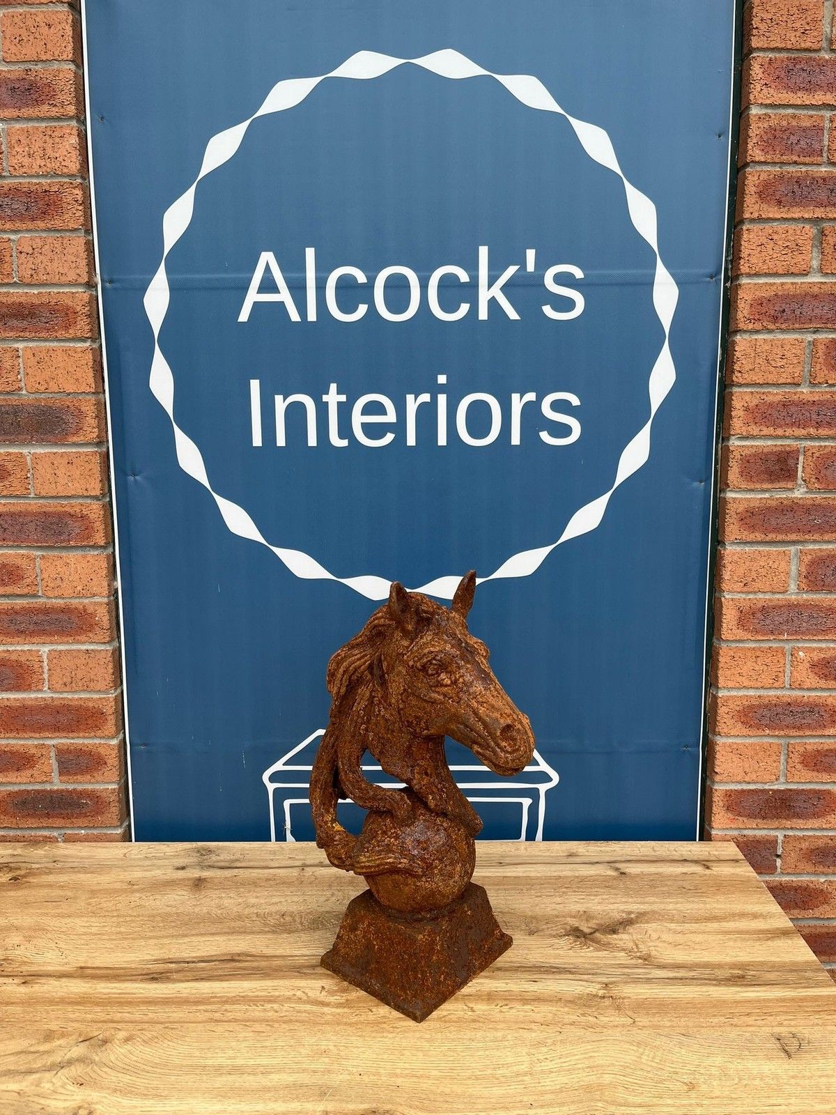 Antique Style Rusty Cast Iron Horse Head Bust Garden Interior Sculpture 12.5kg photo for sale