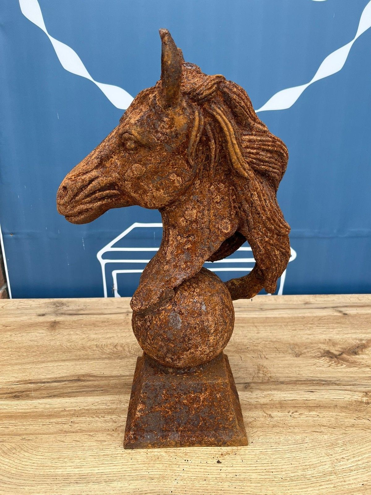 photo for sale Antique Style Rusty Cast Iron Horse Head Bust Garden Interior Sculpture 12.5kg