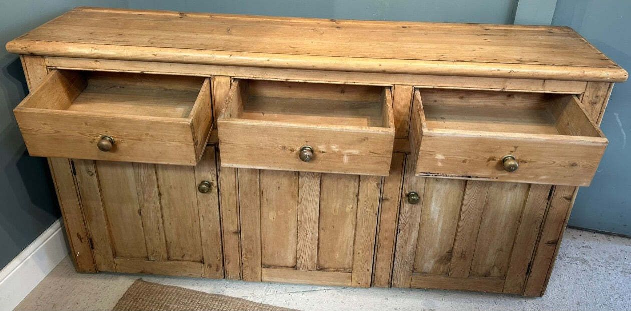 Large Rustic Antique Pine Sideboard photo Furniture