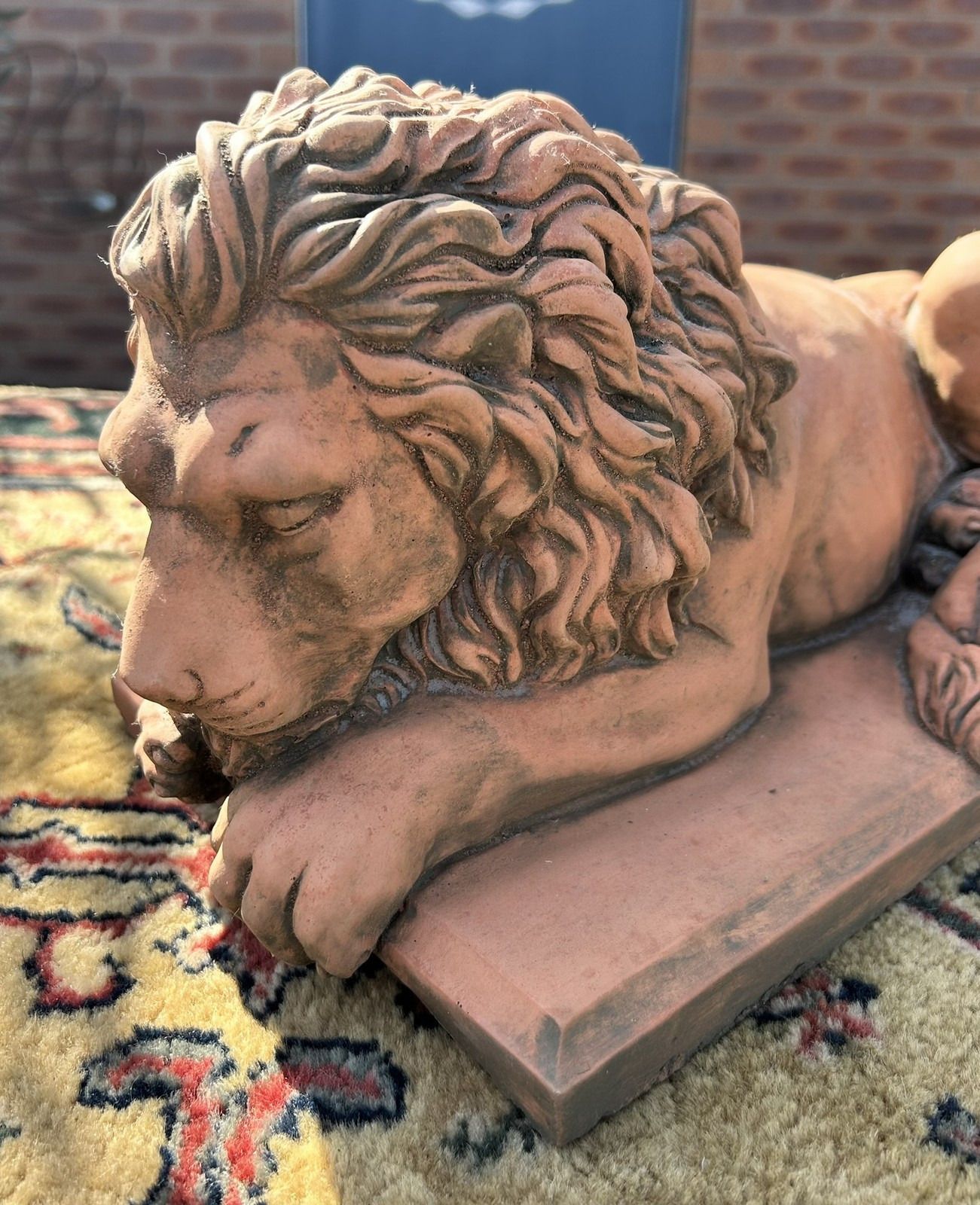 Antique Style Terracotta Stone Lion Garden Interior Sculpture Or Pillar Cap photo furniture