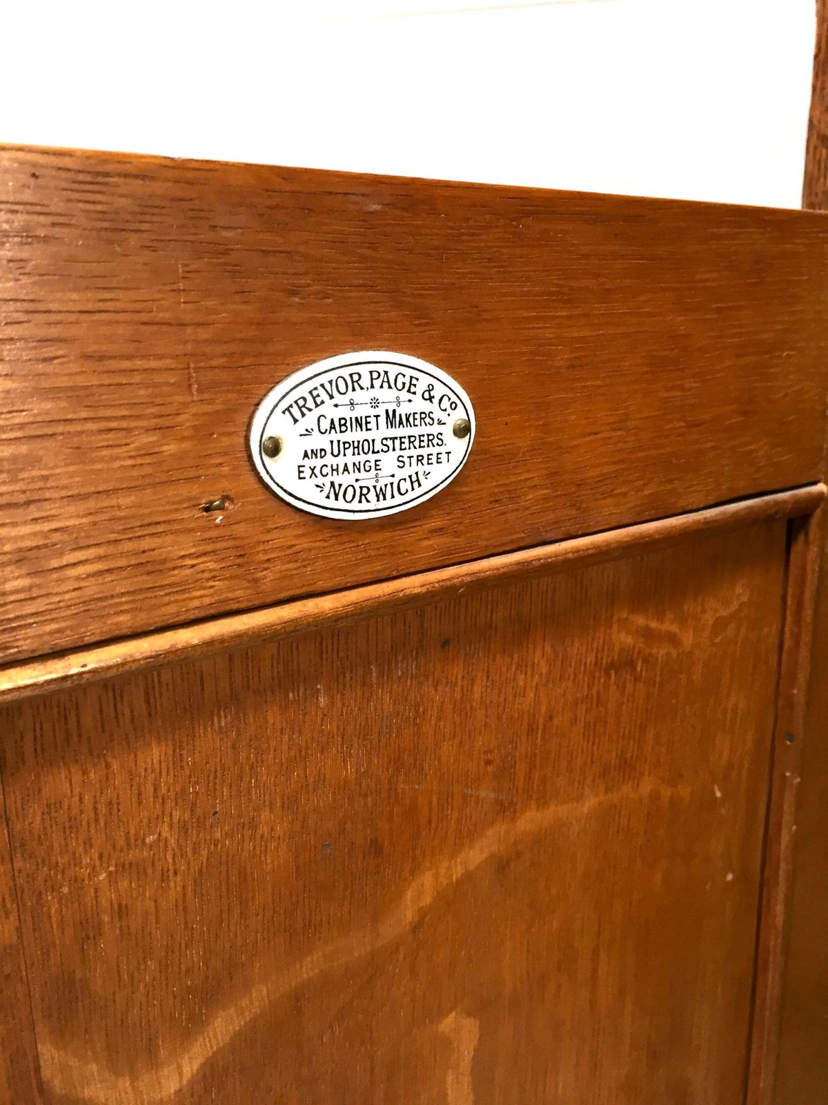 photo buy Antique Arts & Crafts Oak Wooden Bureau Storage Cabinet Bookcase By Trevor Page