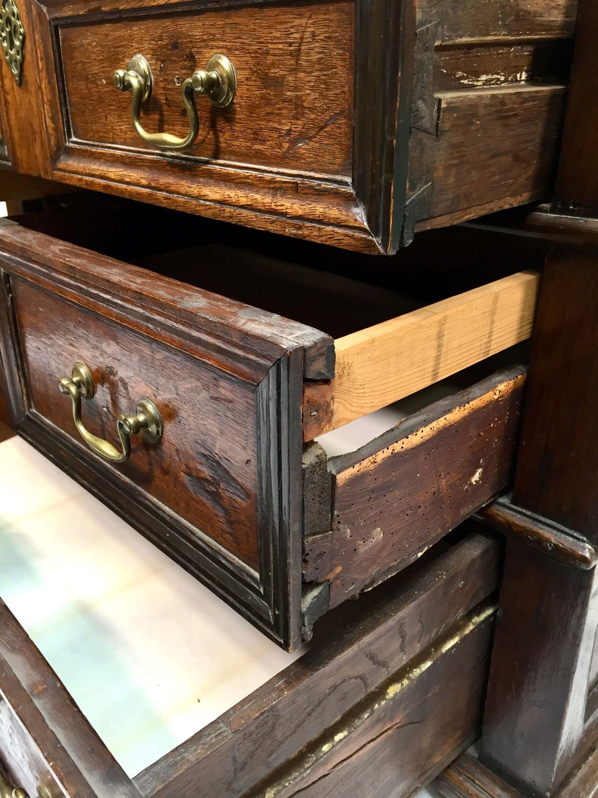 photo vinterior Antique 18th / 17th Century Oak Wooden Chest Of Drawers Storage Cabinet C.1700