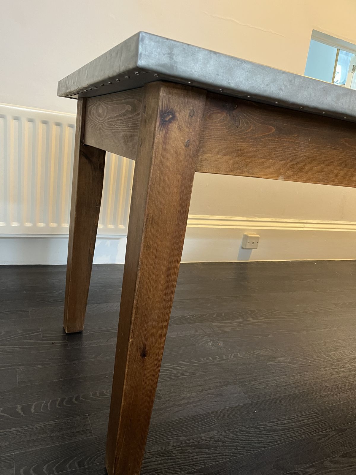 Industrial Style Solid Zinc Topped Dining Table photo for sale