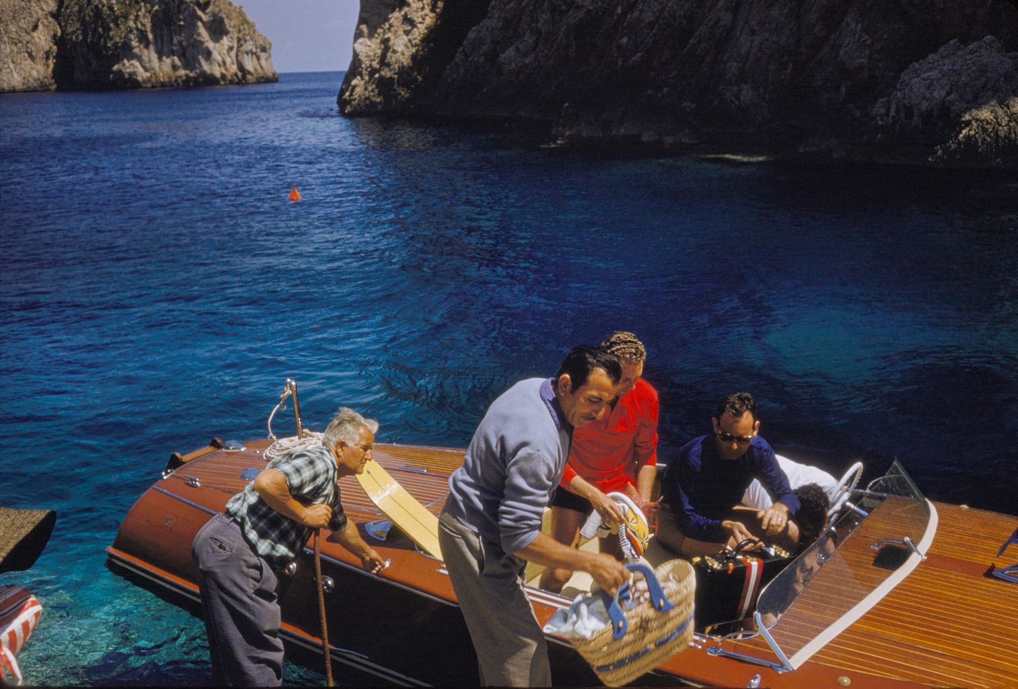 Toni Frissell 'Capri Riva Boat Picnic' Archival Pigment Print Framed In Black