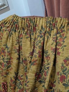 Vintage Chenille Pencil Pleat Second Hand Curtains W277 D230 photo Textiles