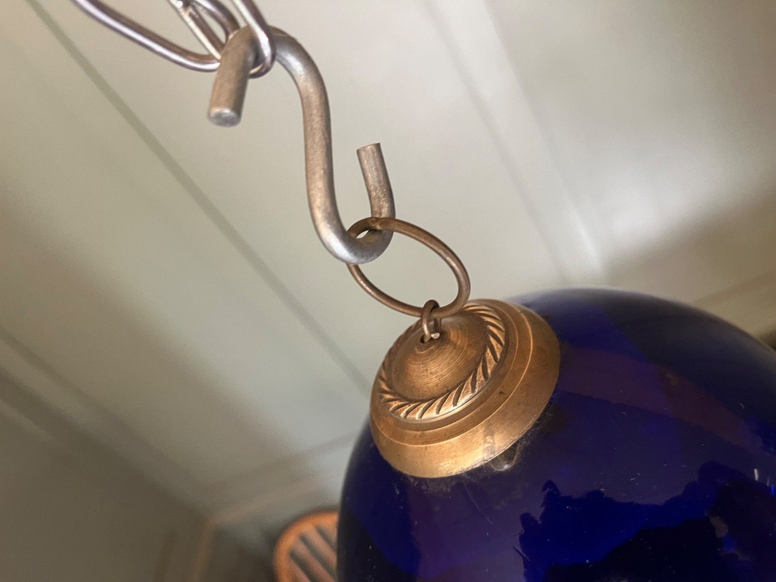 Antique Witches Ball Deep Blue Glass Circa Mid 1800’s photo Home Decor