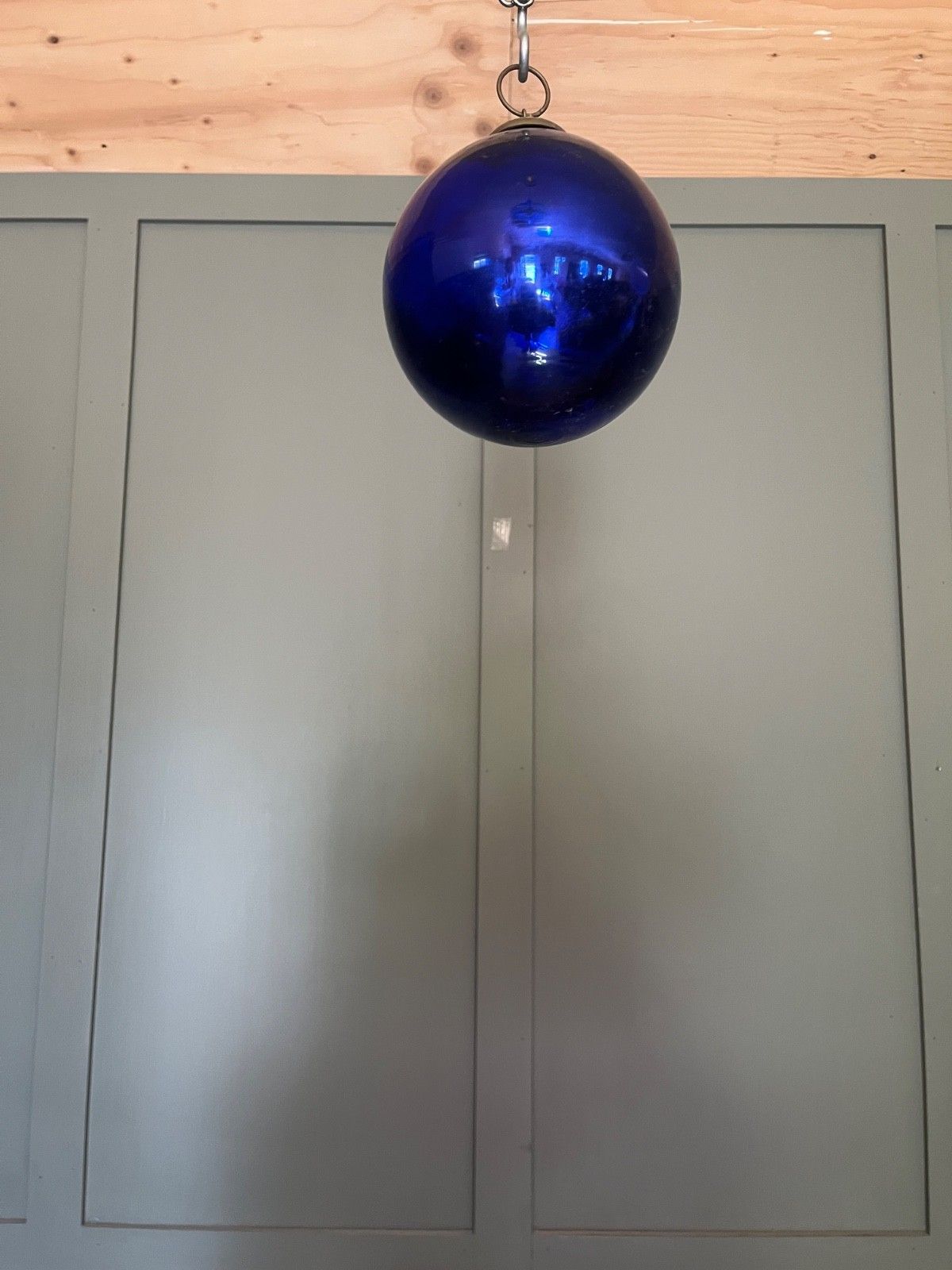 Antique Witches Ball Deep Blue Glass Circa Mid 1800’s photo vinterior