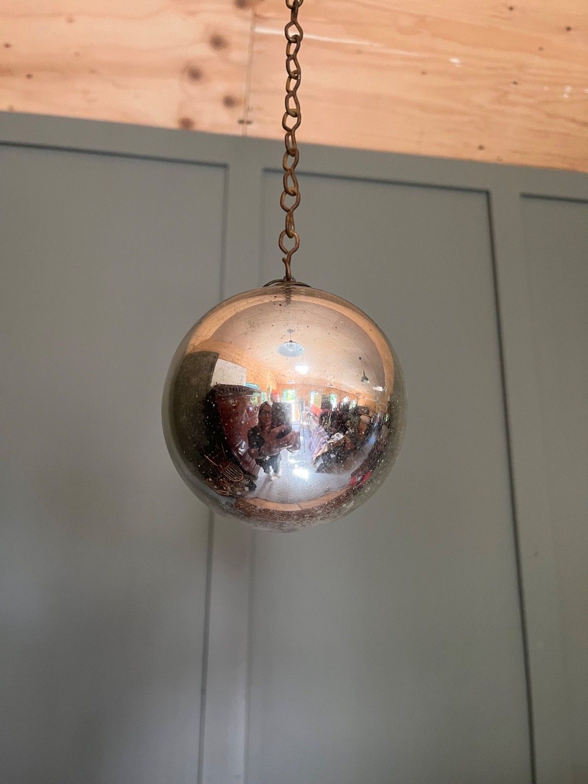 Antique Witches Ball Silver Hand Blown Mercury Glass Circa Mid 1800’s