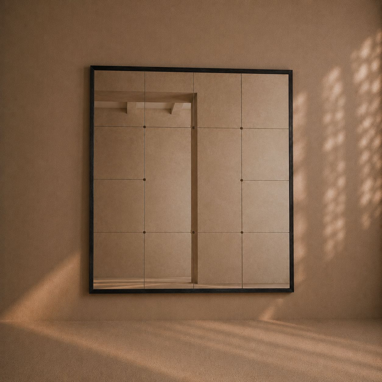 The 'Skar' Reeded Oak Frame Panelled Wall Mirror photo Home Decor