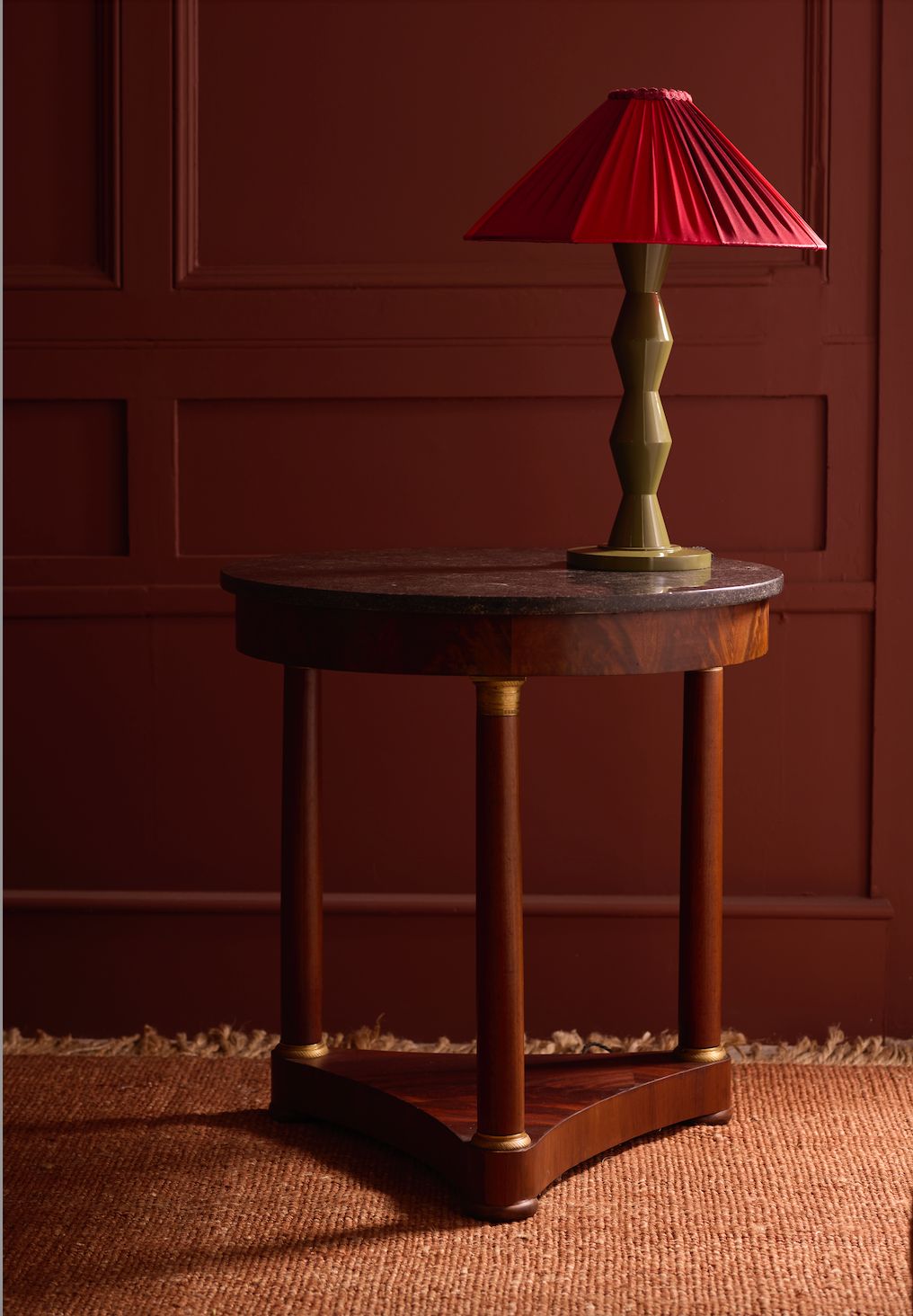 The Fitz Hand Turned Wood Olive Table Lamp photo vintage